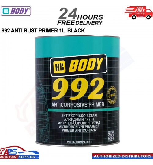 HB BODY 992 Anti rust primer Black 1 Litre, Anti corrosive - FAST DELIVERY